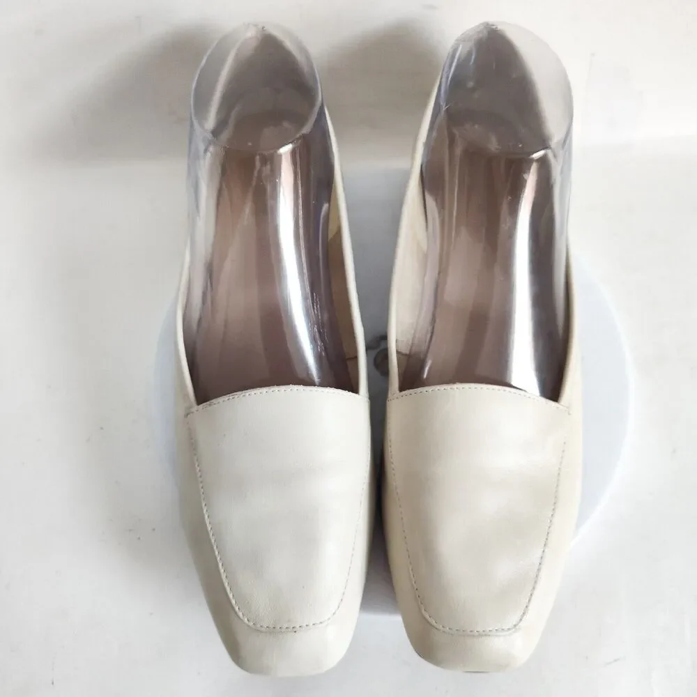 Enzo Angiolini All Leather Sole Cream Slip On Vintage Loafers Flats Liberty 9.5_5